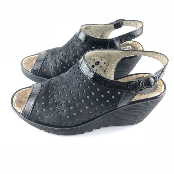 Fly London Yuti Sandals Perforated Wedge Platform - Picture 4 of 8